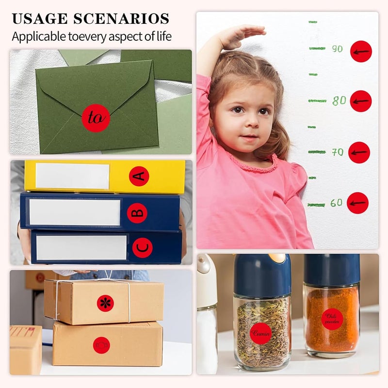 Aurtho 2000 Pcs 3/4" Garage Sale Price Stickers Sheets, Red Yard Sale Price Stickers, Round Color Coding Labels, Circle Dot Sticker for Home Decorative, Office, Classroom, Papers Etc - Image 3